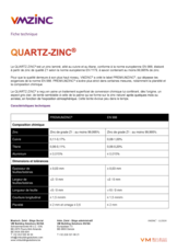 Fiche technique QUARTZ-ZINC