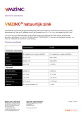 Technische fiche Natuurlijk zink van VMZINC