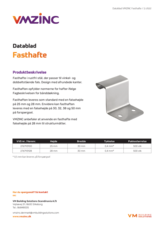 VMZINC Datablad Fasthafte