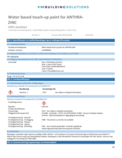 Water based touch-up paint for ANTHRA-ZINC SDS NO