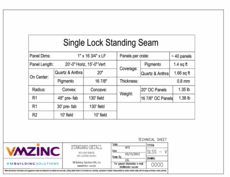 Technical drawings - Single lock standing seam vertical