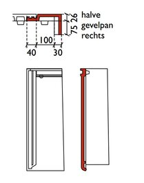 TUILE PLAT 1/2GEVELPAN RECHT DBL BLACK