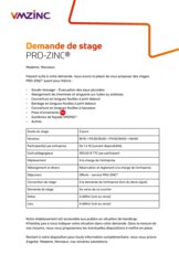 Demande de stage PRO-ZINC
