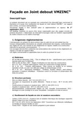 Descriptif type Joint debout VMZINC en façade