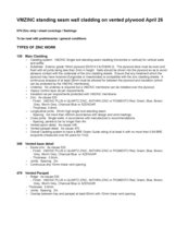 Specifications - Cladding - Standing seam on plywood