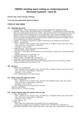 Specifications - Roofing - Standing seam on ventilated plywood