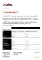 Fiche technique QUARTZ-ZINC