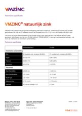 Technische fiche Natuurlijk zink van VMZINC