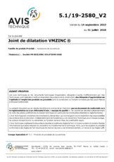 Avis technique Joint de dilatation VMZINC