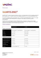 Tekniske data - QUARTZ-ZINC