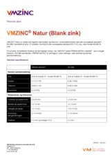 Tekniske data - VMZINC Natur