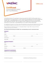 VMZINC Terugnamecertificaat